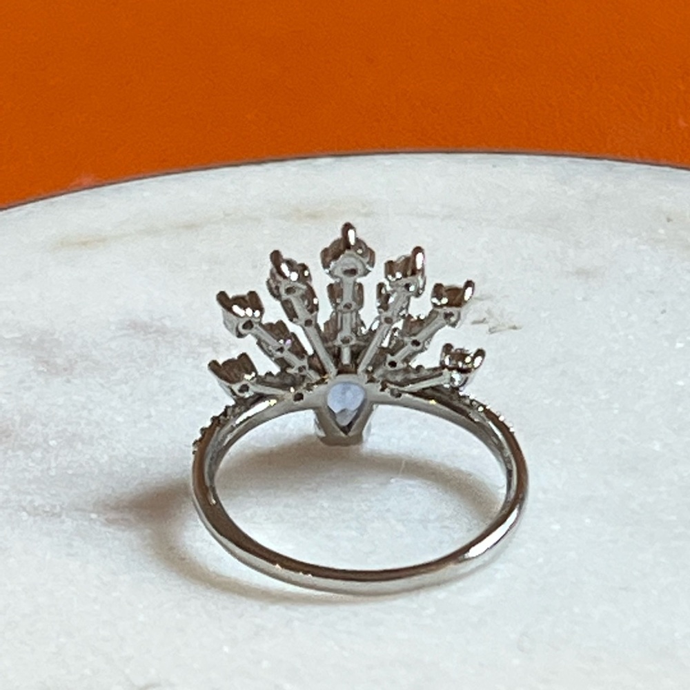 Major Wow Statement Crown Ring, Blue Tanzanite Cz… - image 2